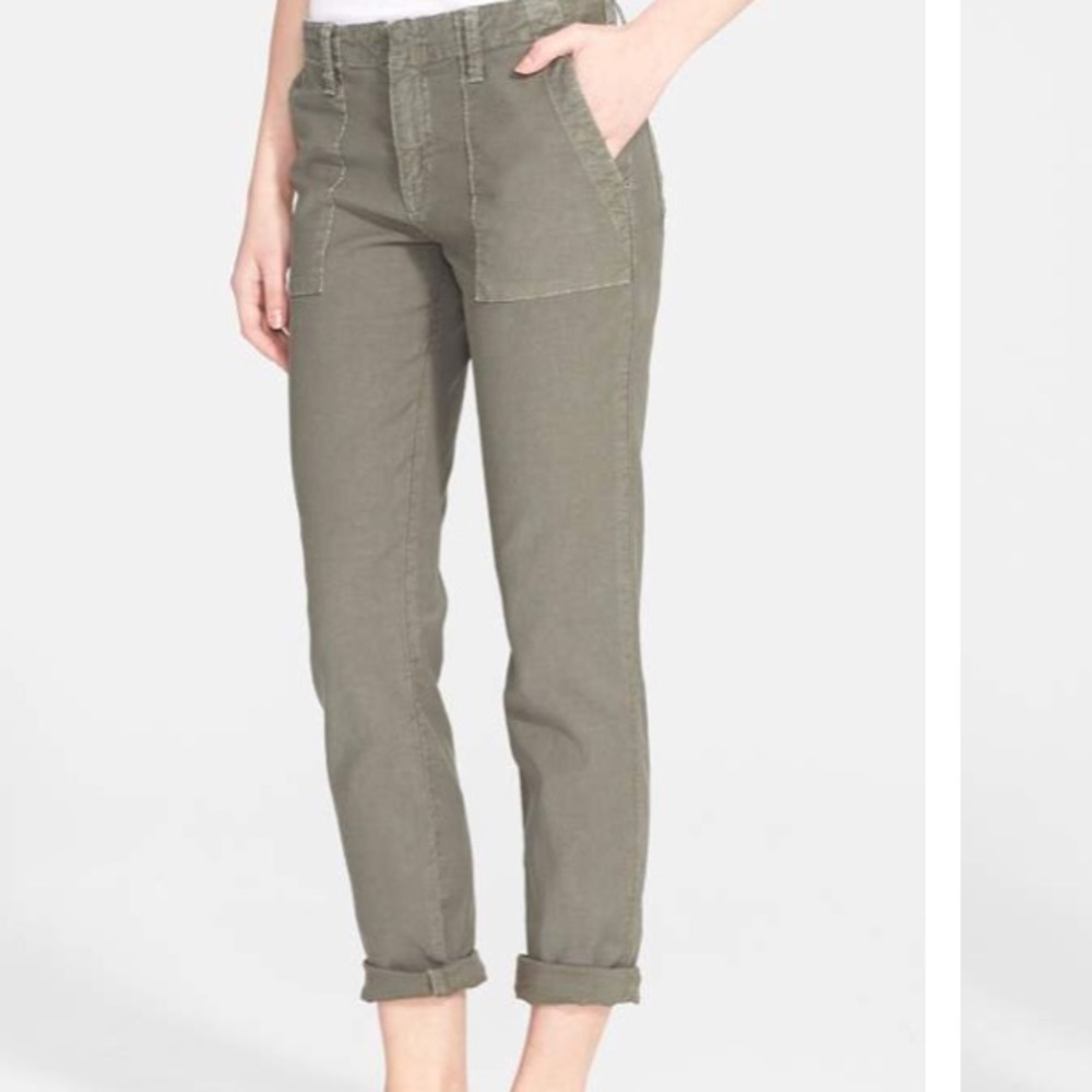 Joie olive green linen and cotton painter pants